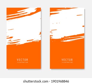 Abstract ink brush banners set with grunge effect. Japanese style. Vector illustration