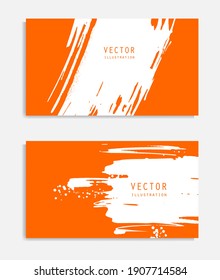 Abstract ink brush banners set with grunge effect. Japanese style. Vector illustration