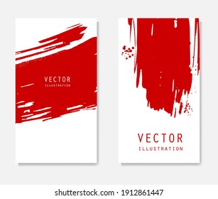 Abstract ink brush banners set with grunge effect. Japanese style. Vector illustration