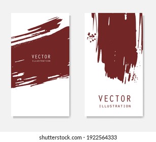 Abstract ink brush banners set with grunge effect. Japanese style. Vector illustration