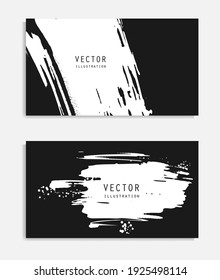 Abstract ink brush banners set with grunge effect. Japanese style. Vector illustration