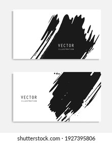 Pancartas de pincel de tinta abstracta con efecto de grifo. Estilo japonés. Ilustración del vector