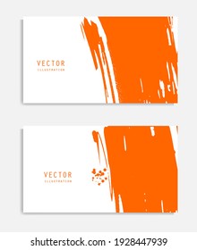 Abstract ink brush banners set with grunge effect. Japanese style. Vector illustration