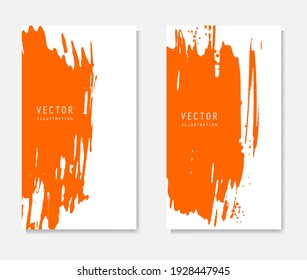 Abstract ink brush banners set with grunge effect. Japanese style. Vector illustration