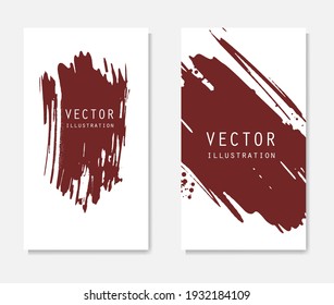 Abstract ink brush banners set with grunge effect. Japanese style. Vector illustration