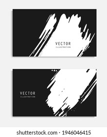 Abstract ink brush banners set with grunge effect. Japanese style. Vector illustration