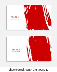 Abstract ink brush banners set with grunge effect. Japanese style. Vector illustration