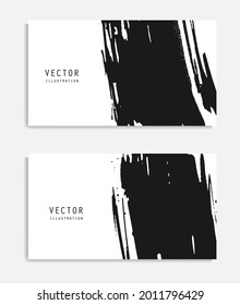 Pancartas de pincel de tinta abstracta con efecto de grifo. Estilo japonés. Ilustración del vector