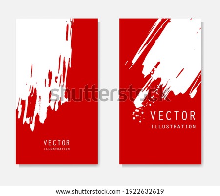 Abstract ink brush banners set with grunge effect. Japanese style. Vector illustration