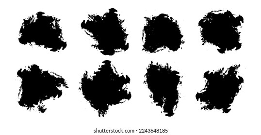 Abstract ink brush collection bundle elements. Black rough element vector illustration.