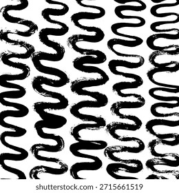 Abstract ink brush stroke background. Modern artistic texture created with expressive black brush strokes on white background. Minimalist vector illustration perfect for posters, branding, packaging