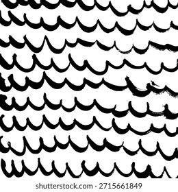 Abstract ink brush stroke background. Modern artistic texture created with expressive black brush strokes on white background. Minimalist vector illustration perfect for posters, branding, packaging