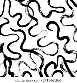 Abstract ink brush stroke background. Modern artistic texture created with expressive black brush strokes on white background. Minimalist vector illustration perfect for posters, branding, packaging