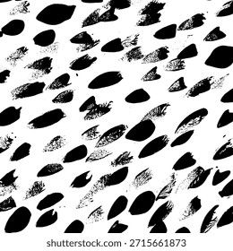 Plano de fundo abstrato do traçado do pincel de tinta. Textura artística moderna criada com traços de pincel preto expressivo em fundo branco. Ilustração de vetor minimalista perfeita para cartazes, marcas, embalagem