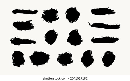 Abstract Ink brush stroke grunge texture vector set