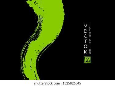Abstract ink brush stroke on horizontal background. Japanese style. Vector illustration of grunge elements.
