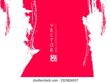 Abstract ink brush stroke on horizontal background. Japanese style. Vector illustration of grunge elements.