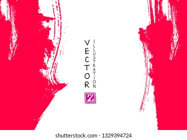 Abstract ink brush stroke on horizontal background. Japanese style. Vector illustration of grunge elements.