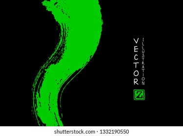 Abstract ink brush stroke on horizontal background. Japanese style. Vector illustration of grunge elements.