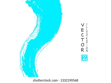 Abstract ink brush stroke on horizontal background. Japanese style. Vector illustration of grunge elements.