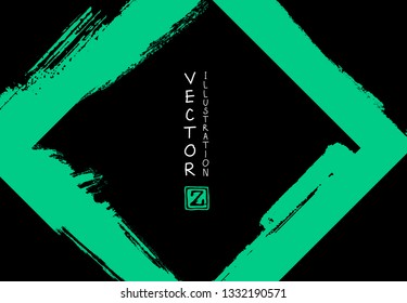 Abstract ink brush stroke on horizontal background. Japanese style. Vector illustration of grunge elements.