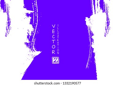 Abstract ink brush stroke on horizontal background. Japanese style. Vector illustration of grunge elements.