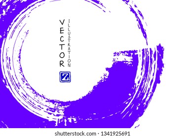 Abstract ink brush stroke on horizontal background. Japanese style. Vector illustration of grunge elements.