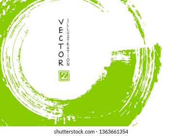 Abstract ink brush stroke on horizontal background. Japanese style. Vector illustration of grunge elements.