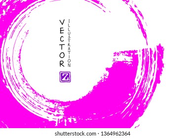 Abstract ink brush stroke on horizontal background. Japanese style. Vector illustration of grunge elements.