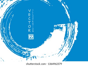 Abstract ink brush stroke on horizontal background. Japanese style. Vector illustration of grunge elements.