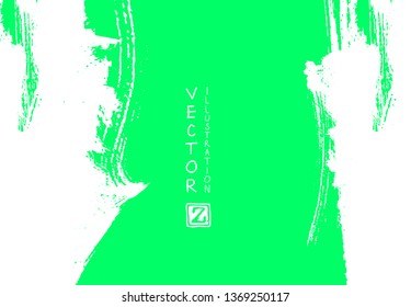 Abstract ink brush stroke on horizontal background. Japanese style. Vector illustration of grunge elements.