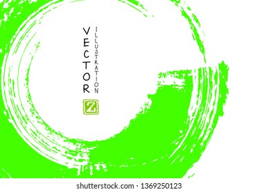 Abstract ink brush stroke on horizontal background. Japanese style. Vector illustration of grunge elements.