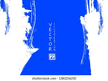 Abstract ink brush stroke on horizontal background. Japanese style. Vector illustration of grunge elements.