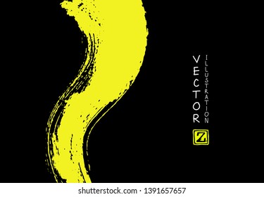 Abstract ink brush stroke on horizontal background. Japanese style. Vector illustration of grunge elements.
