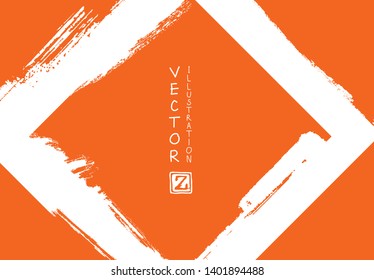 Abstract ink brush stroke on horizontal background. Japanese style. Vector illustration of grunge elements.