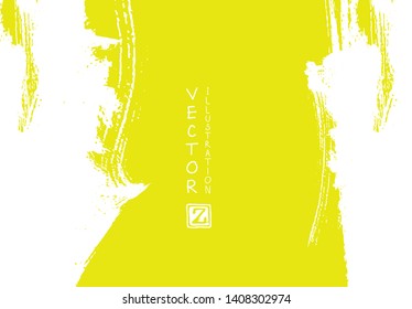 Abstract ink brush stroke on horizontal background. Japanese style. Vector illustration of grunge elements.