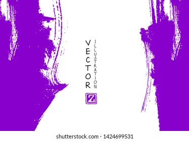 Abstract ink brush stroke on horizontal background. Japanese style. Vector illustration of grunge elements.