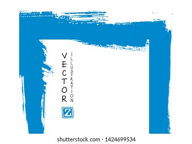 Abstract ink brush stroke on horizontal background. Japanese style. Vector illustration of grunge elements.