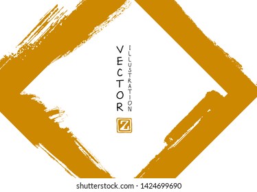 Abstract ink brush stroke on horizontal background. Japanese style. Vector illustration of grunge elements.