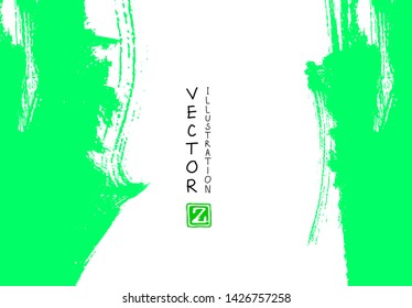 Abstract ink brush stroke on horizontal background. Japanese style. Vector illustration of grunge elements.