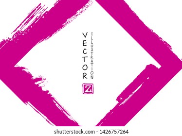 Abstract ink brush stroke on horizontal background. Japanese style. Vector illustration of grunge elements.