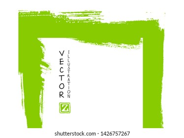 Abstract ink brush stroke on horizontal background. Japanese style. Vector illustration of grunge elements.