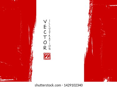 Abstract ink brush stroke on horizontal background. Japanese style. Vector illustration of grunge elements.