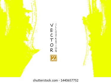 Abstract ink brush stroke on horizontal background. Japanese style. Vector illustration of grunge elements.