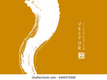 Abstract ink brush stroke on horizontal background. Japanese style. Vector illustration of grunge elements.