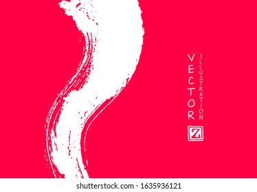 Abstract ink brush stroke on horizontal background. Japanese style. Vector illustration of grunge elements.