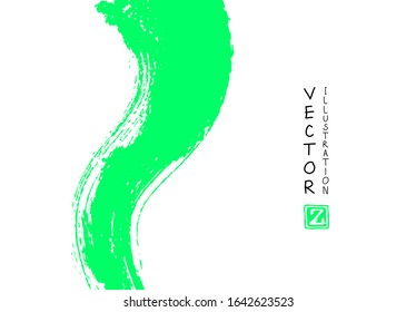 Abstract ink brush stroke on horizontal background. Japanese style. Vector illustration of grunge elements.