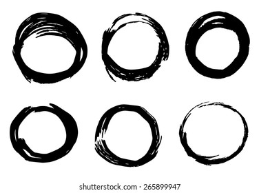 Abstract ink circles texture vector on white background 