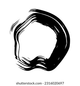 Abstract ink circular stroke on white background. Abstract vector poster design.