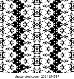 Abstract Ink Dark Print. Tribal Ink Doodle Batik. Ethnic Native Art Pattern. Black Color Indian Pattern. Black Colour Art Scribble Pattern. Simple Ethnic Ikat Vector. Seamless Dark Native Vector